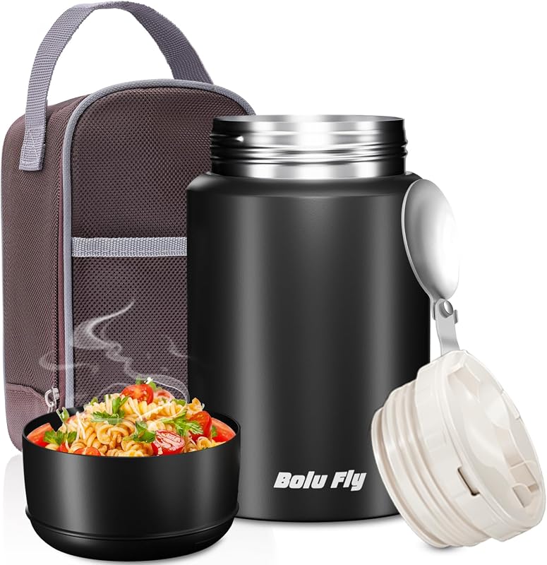 Termo almuerzo acero inox 18oz con cuchara y bolsa aislada