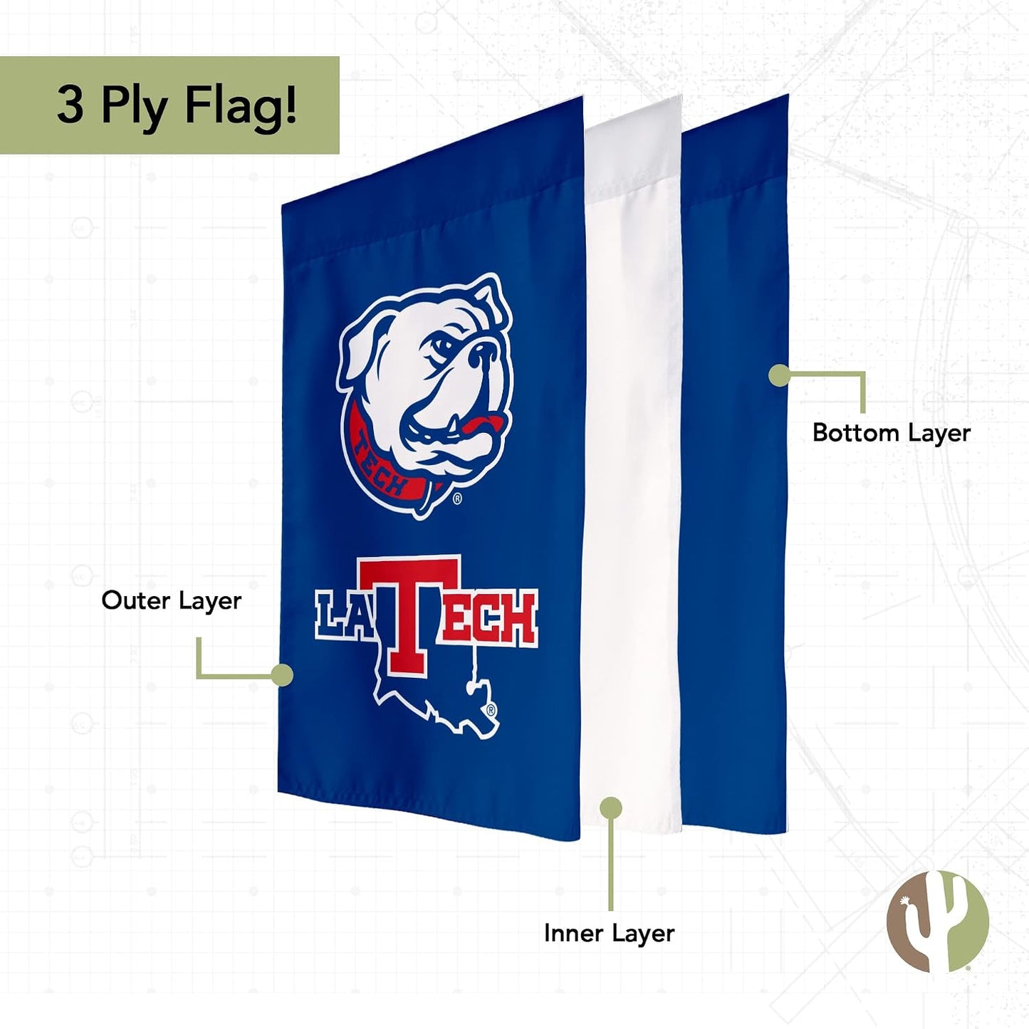 Bandera LTU Bulldogs 19x12pulg para eventos al aire libre