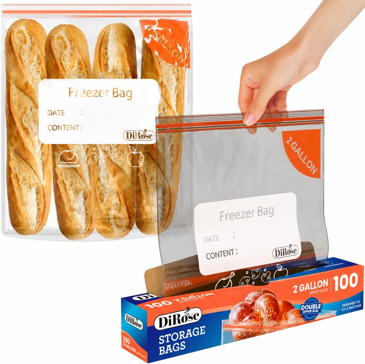 Bolsas plástico transparente 2gal con cremallera 100uds