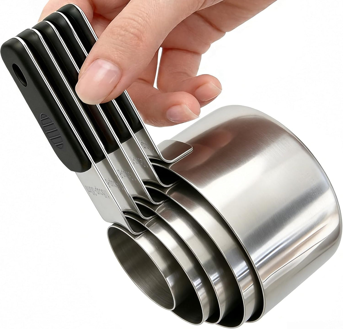 Asas magnéticas para tazas medidoras de acero inoxidable color negro