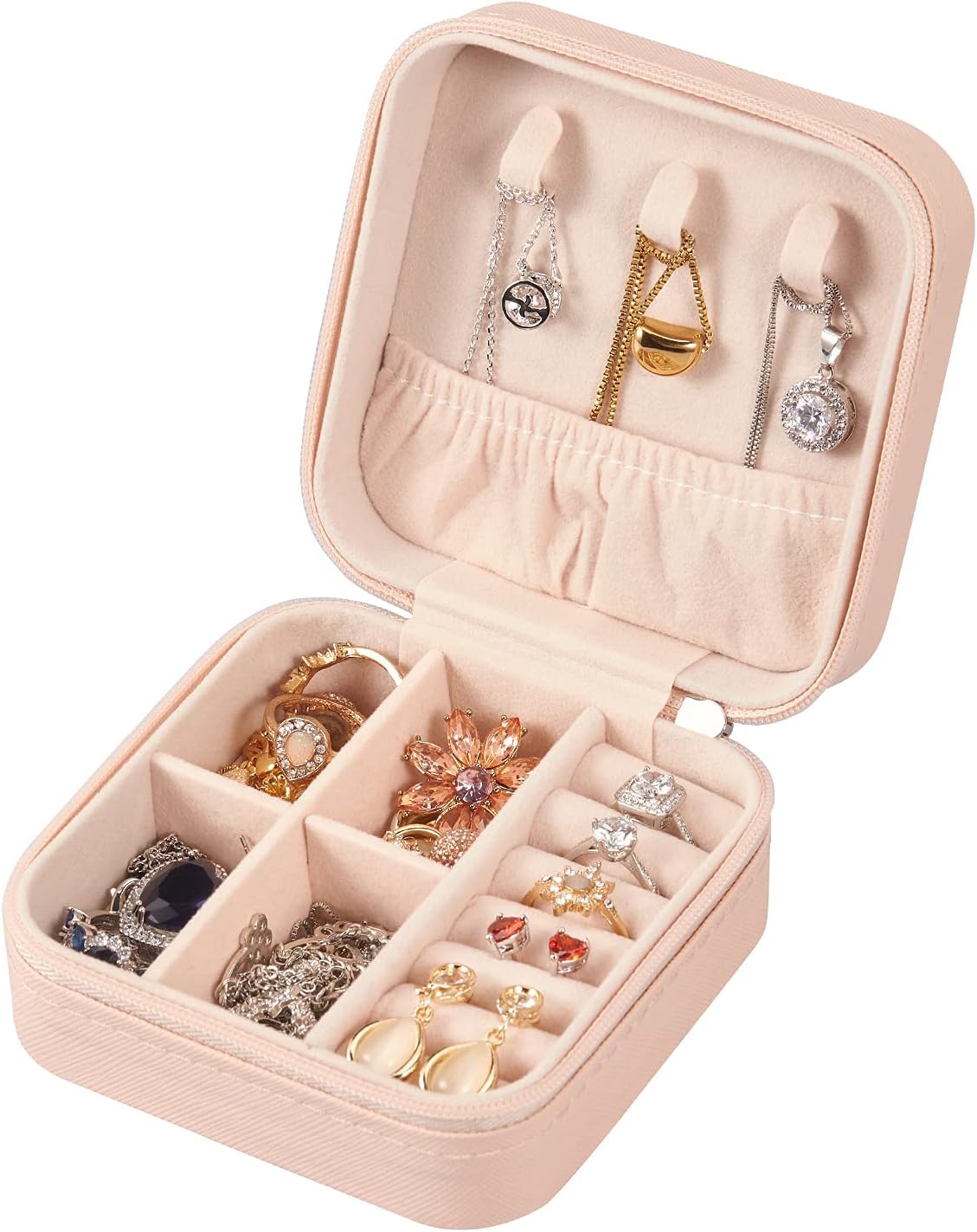 Joyero piel sintética portátil para anillos y accesorios