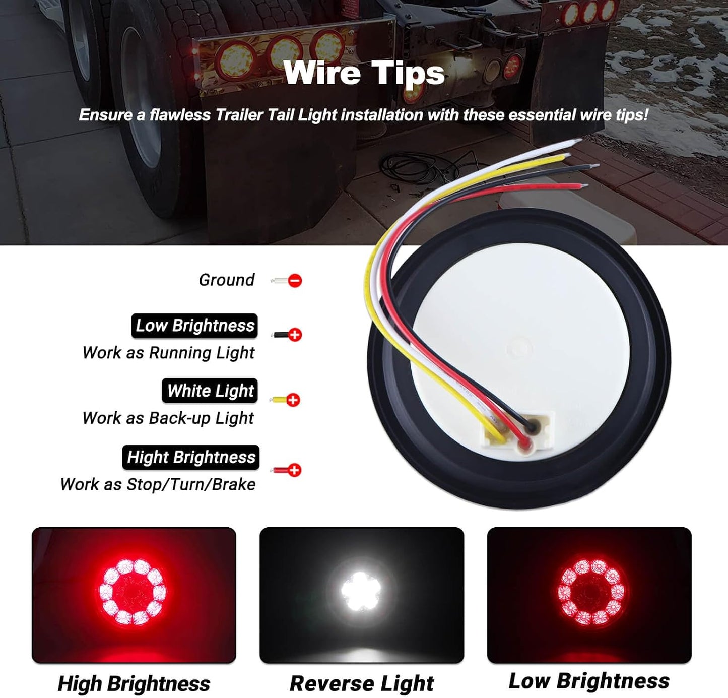 Luces traseras LED redondas 4pulg para remolque