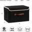 Cajas almacenamiento tela lino con tapa plegables asas piel