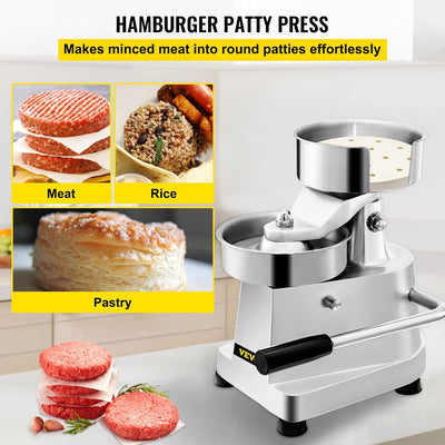Prensa hamburguesas acero inox 6 pulg alta resistencia