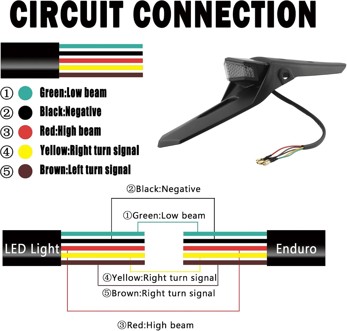 Luz trasera LED para motocicleta señal giro blanca