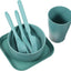 Set vajilla paja trigo irrompible azul cielo con cuenco y cubiertos