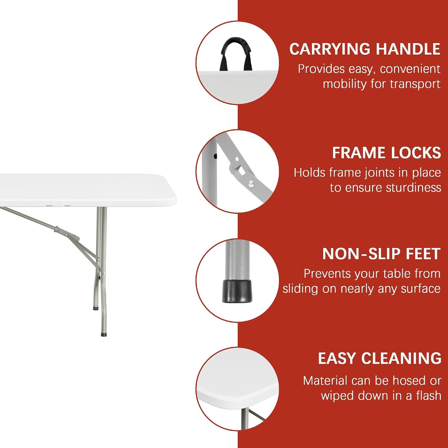 Mesa plegable 2.4m resistente uso interior exterior camping