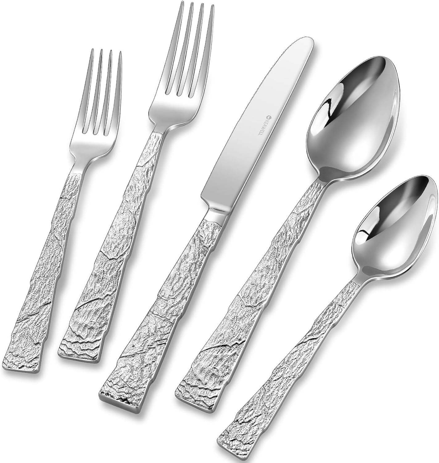 Set 20 cubiertos acero inox 18/10 texturizado plateado