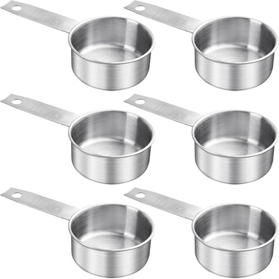 6 Tazas Medidoras Acero Inox 4.2oz con Cucharas