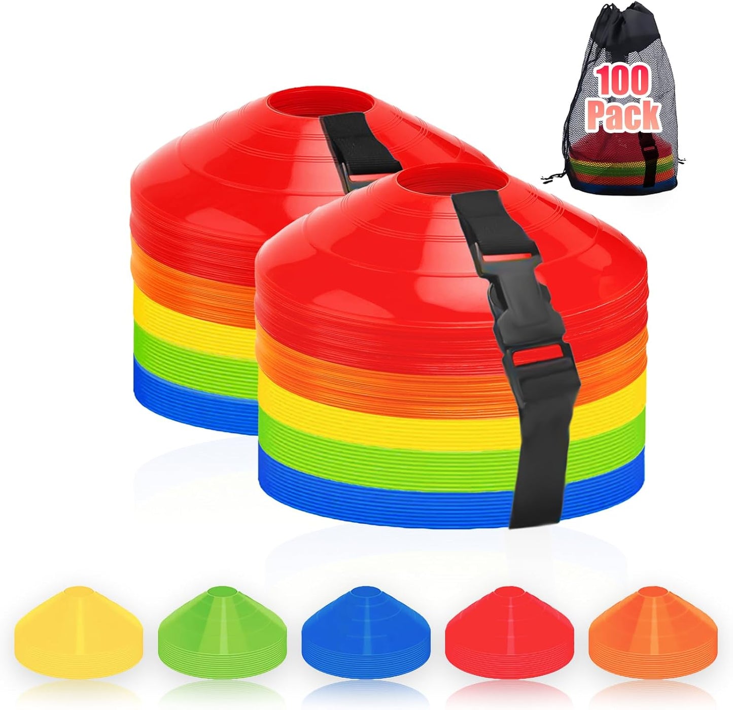 Set conos fútbol agilidad 25/50/100 con bolsa entrenamiento