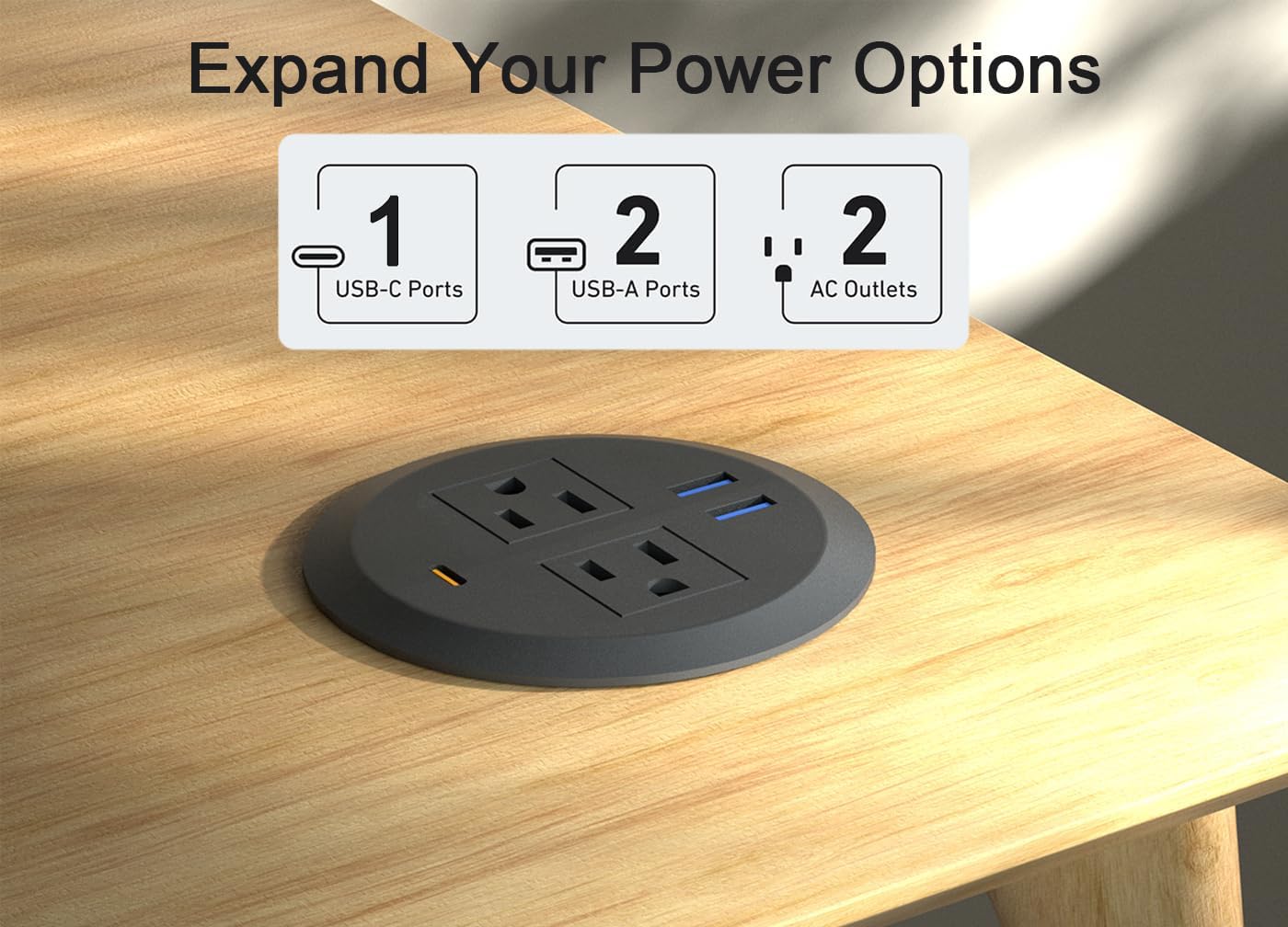 Ojal alimentación escritorio 3-1/8pulg USB C PD30W