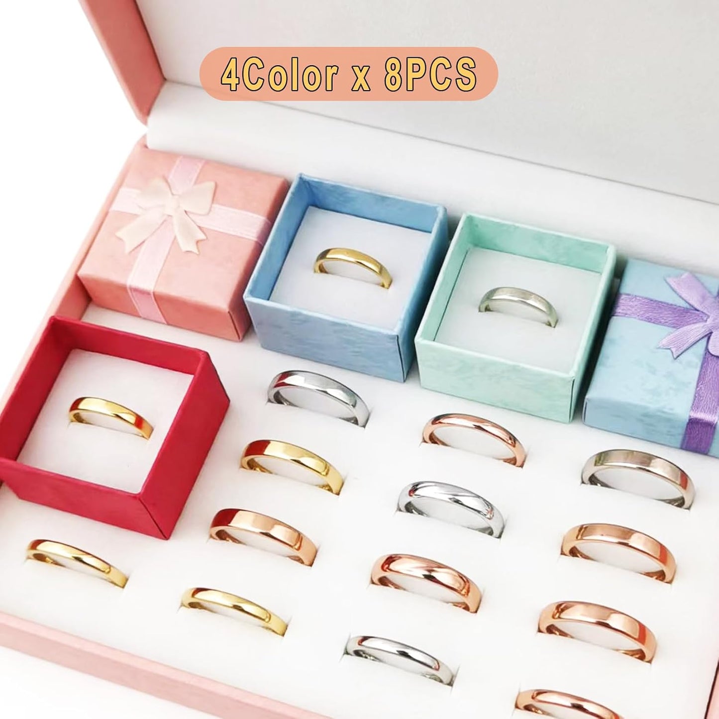 Set 32 Cajas Regalo Joyas Anillos Aretes 4 Colores