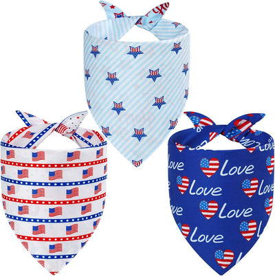 Pañuelos perros 4 de Julio 3uds 6 patrones triángulos reversibles