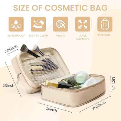 Bolsa cosméticos viaje mujer estuche portátil gran apertura caqui