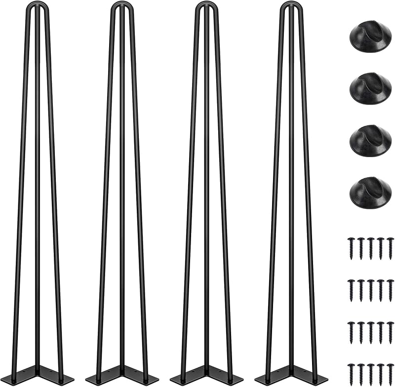 Patas mesa horquilla 30" acero 800lbs estilo mediados siglo