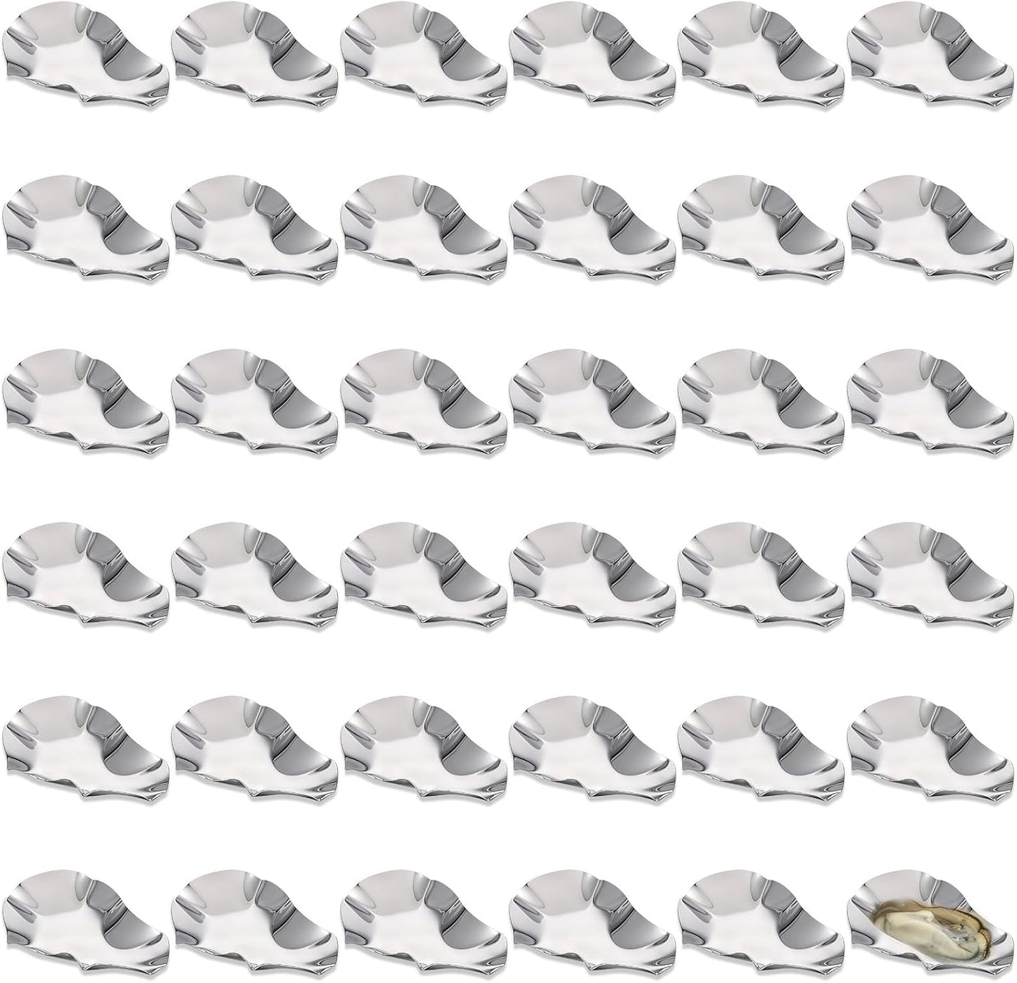 Set 36 conchas ostras acero inox reutilizables para hornear