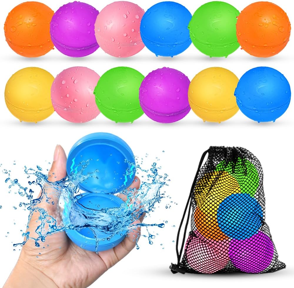 12 Globos Agua Reutiliz. para Niños Piscina Playa