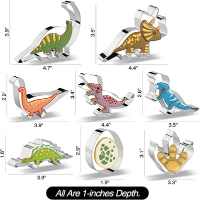 Set 8 cortadores galletas dinosaurios fiesta