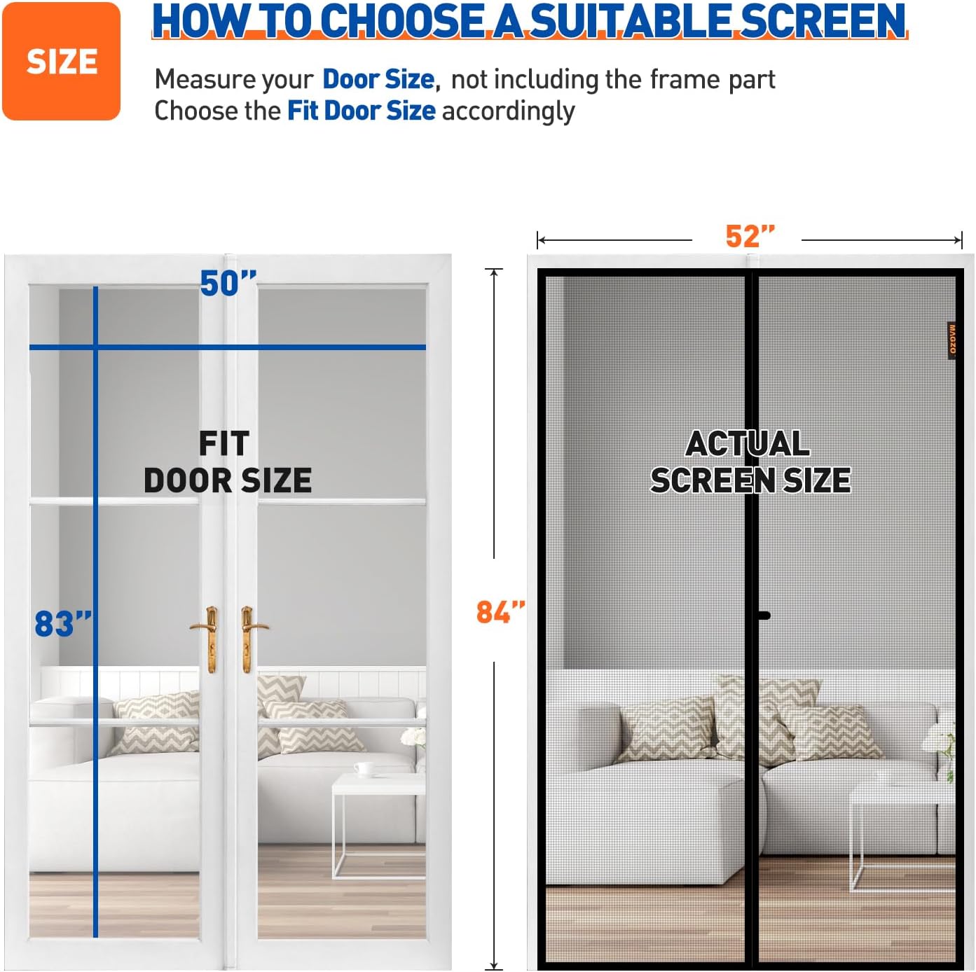 Pantalla magnética puerta 50x83pulg malla fibra vidrio