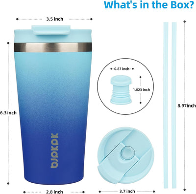 Vaso acero inox 18oz con tapa pajilla térmico reutiliz.
