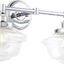 Lámpara baño cromo pulido 2 luces vidrio transparente UL