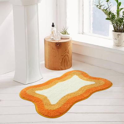 Alfombra baño naranja antideslizante lavable microfibra suave