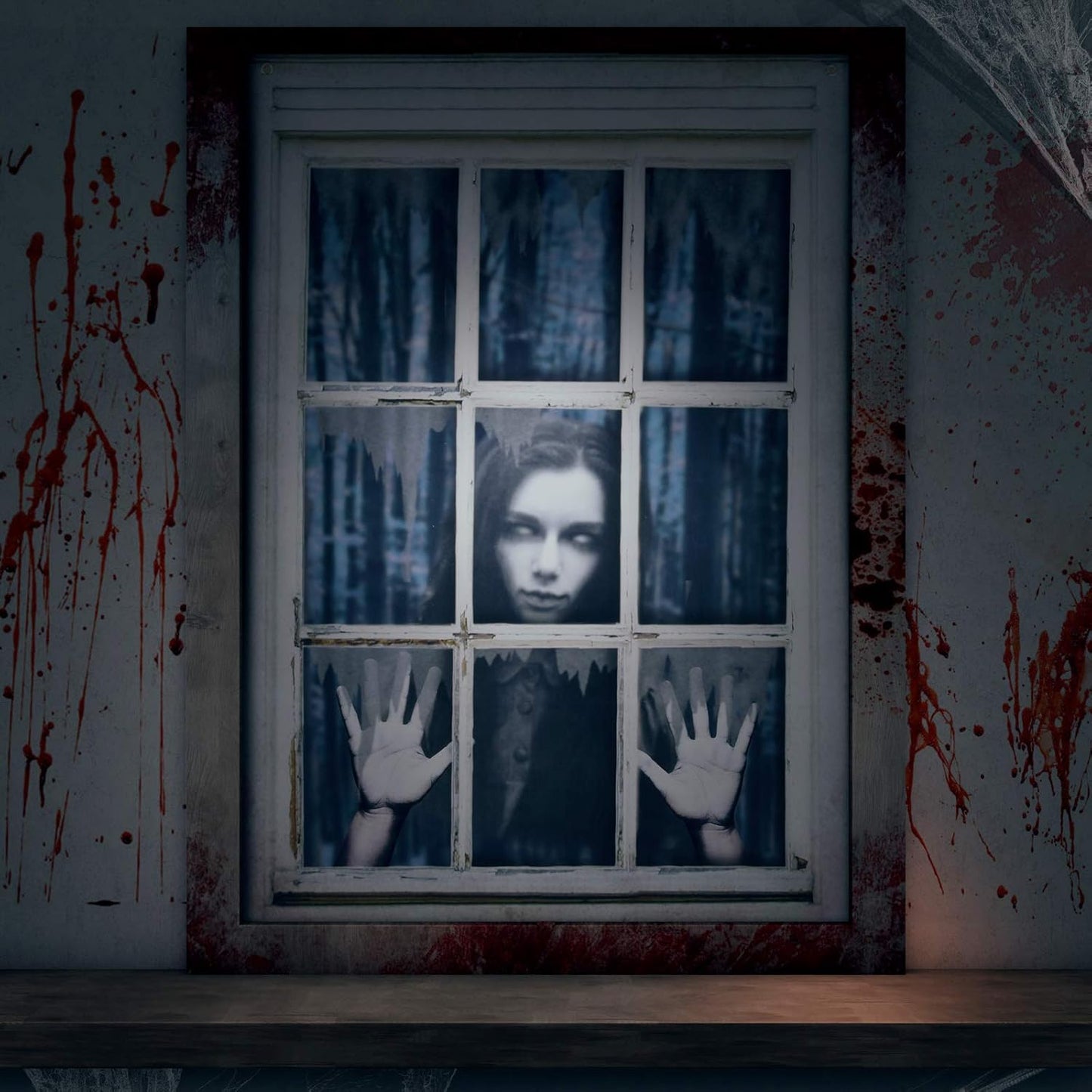 Pantalla fantasma femenina Halloween decoración puerta ventana
