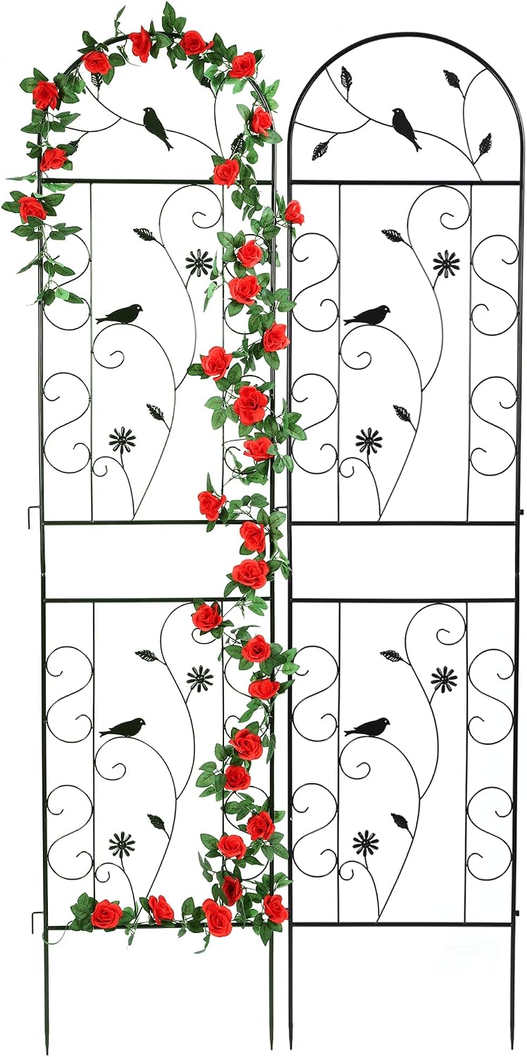Enrejado metal para plantas 86x19pulg set 2 color negro exterior
