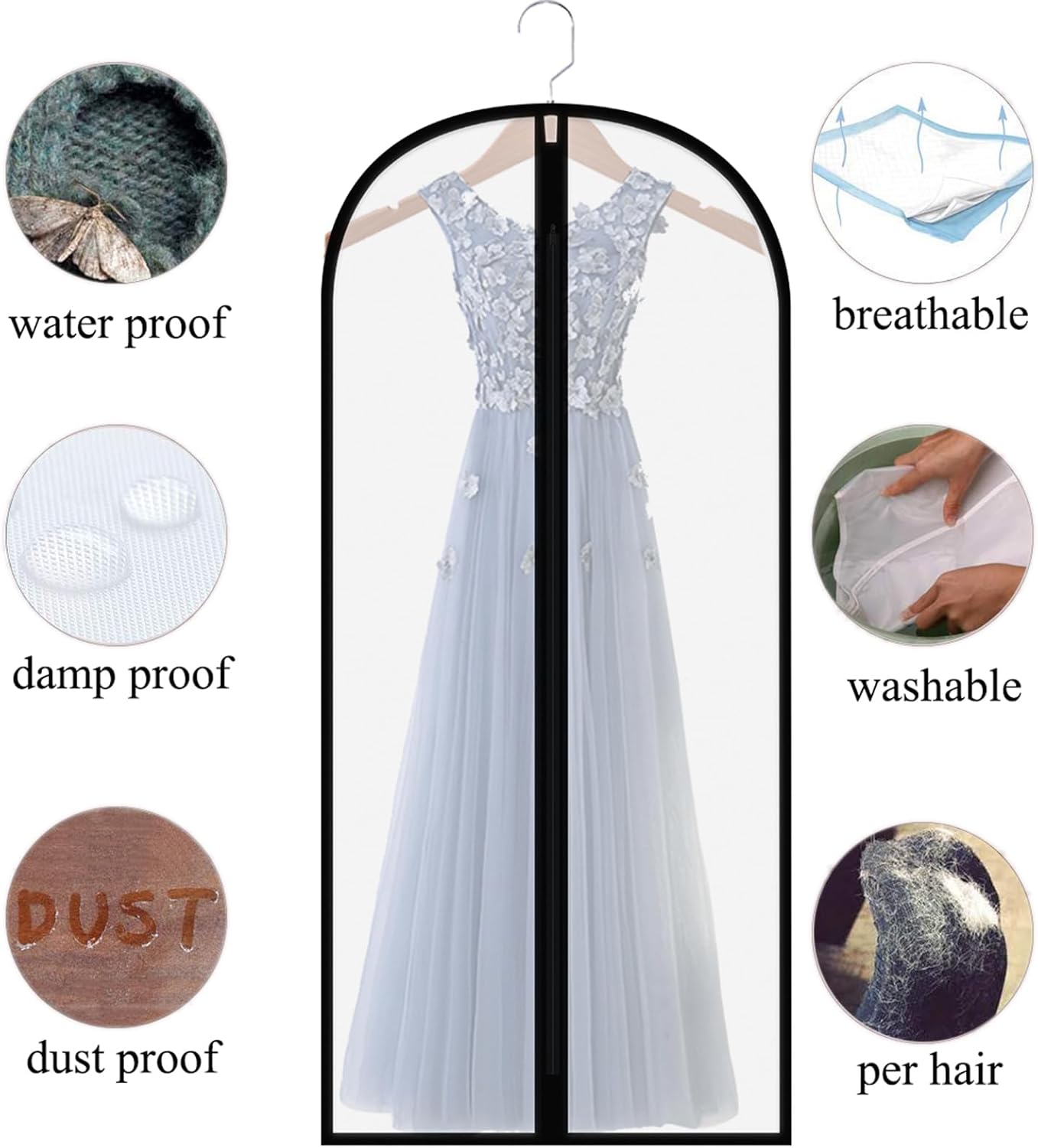 Bolsas vestidos extralargas 60" transparentes cremallera