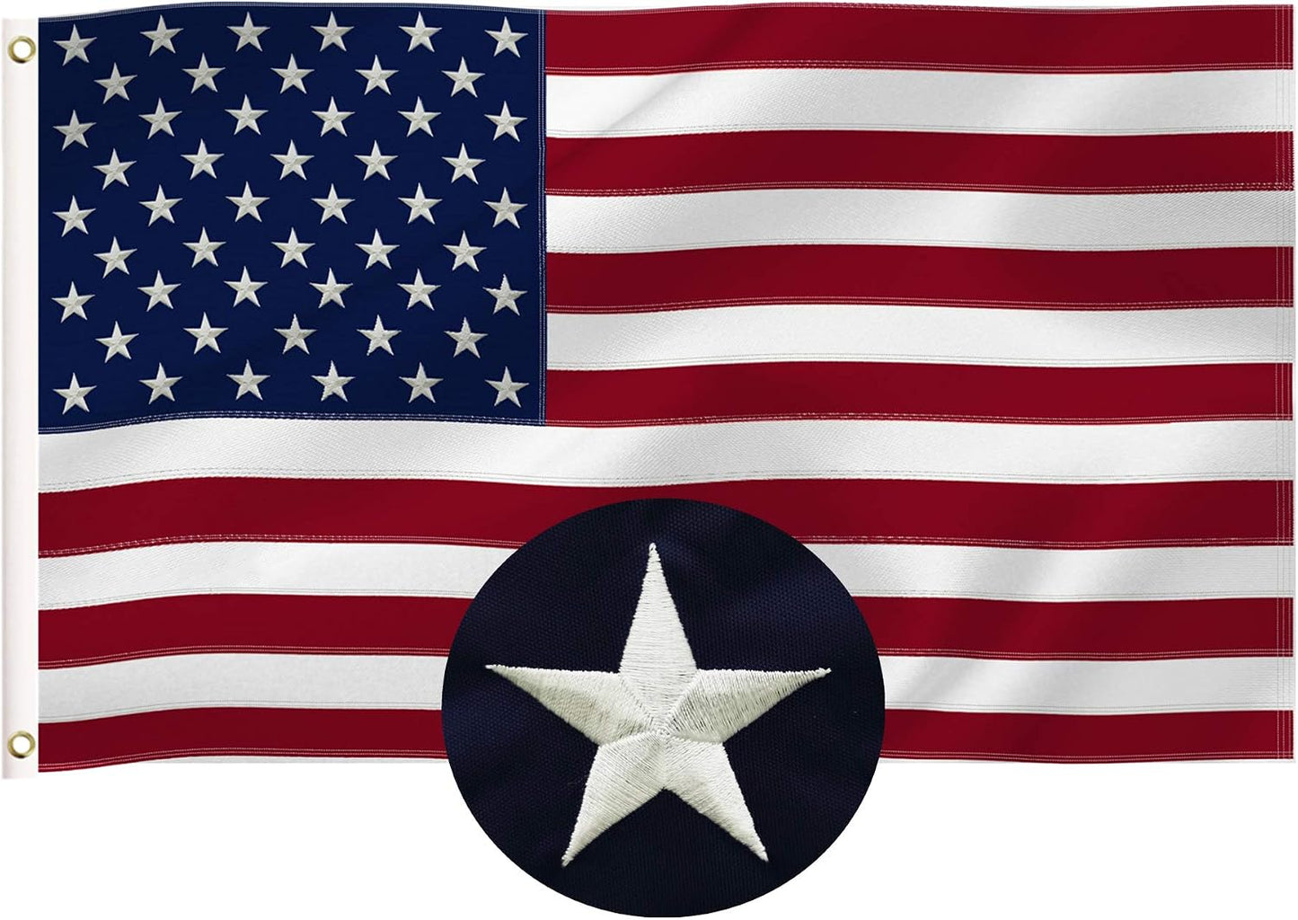 Bandera Texas y EE.UU. nailon 210D ojales latón 3x5pulg