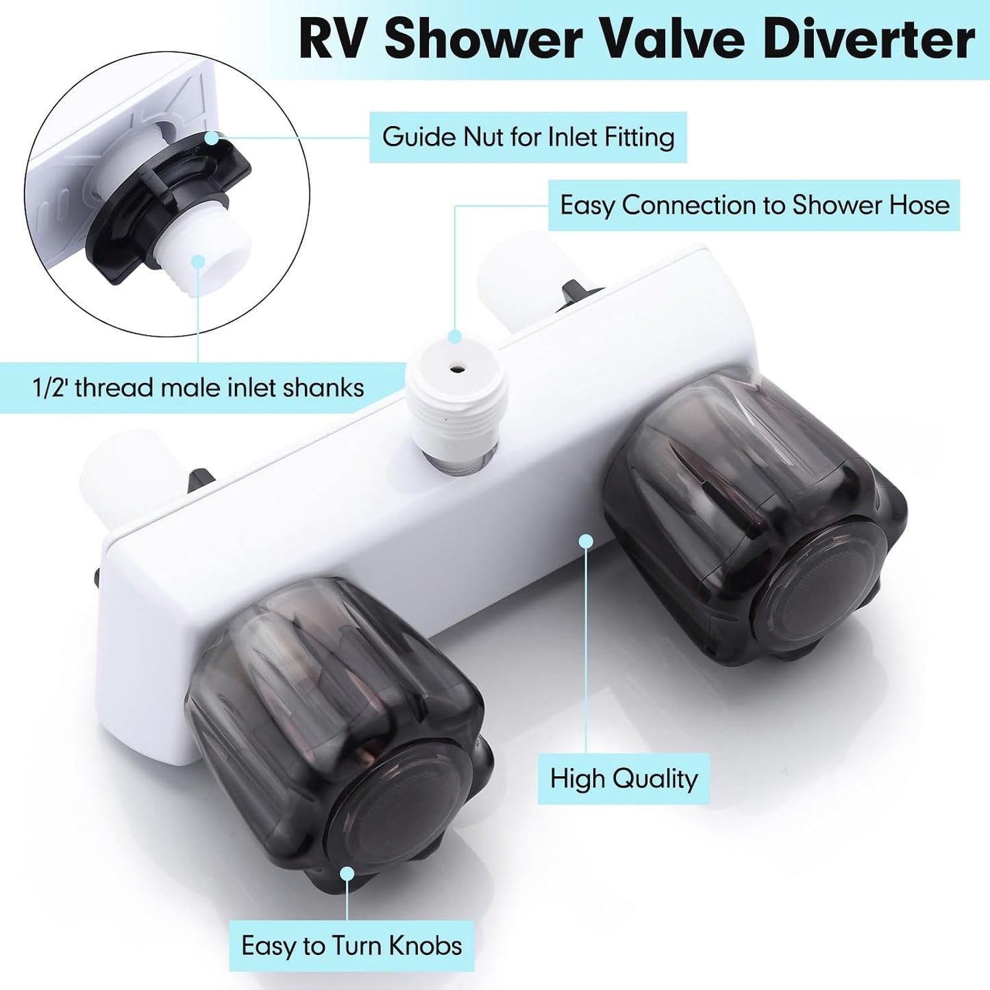 Grifo ducha caravana 4" doble perilla pomos acrílicos