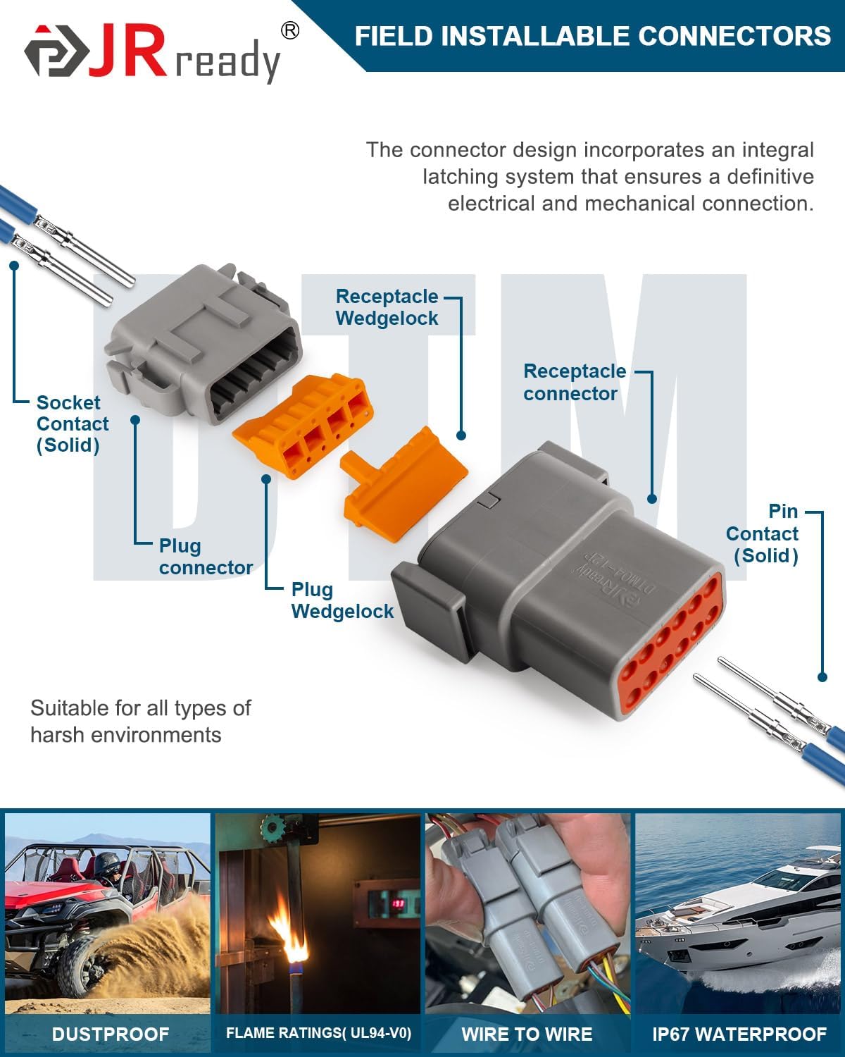 Conector DTM 12 pines 4 kits 20-22AWG impermeable coche