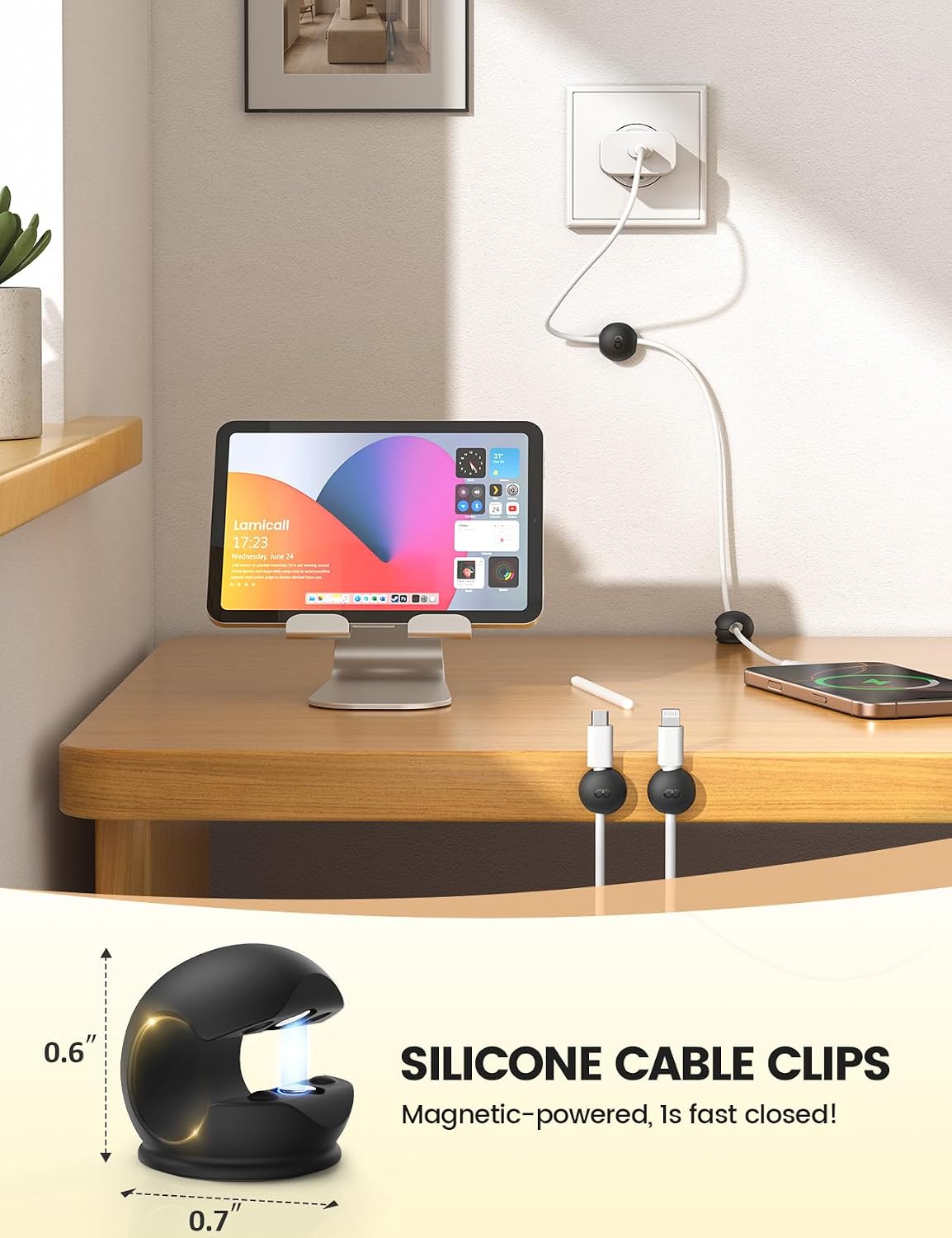 12 Pzas Organizadores Cables Magnéticos Mini Clips Silicona