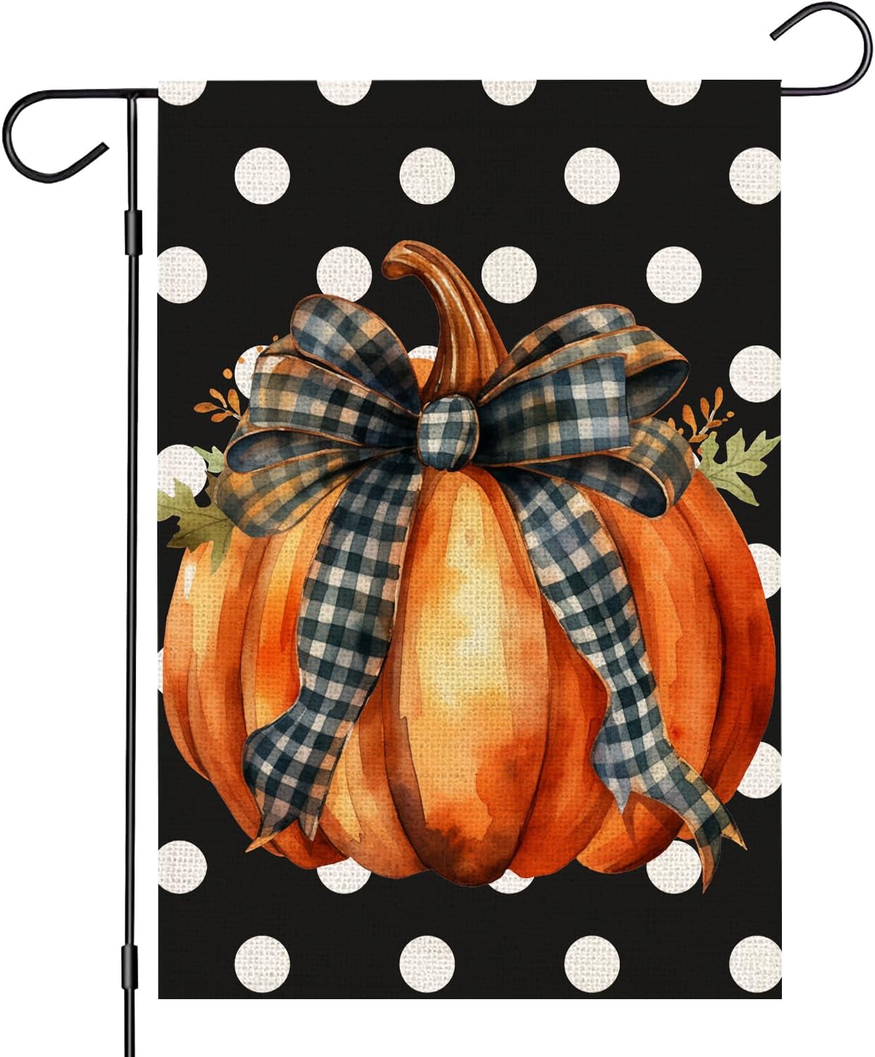 Bandera jardín otoño 12x18pulg doble cara calabaza negro