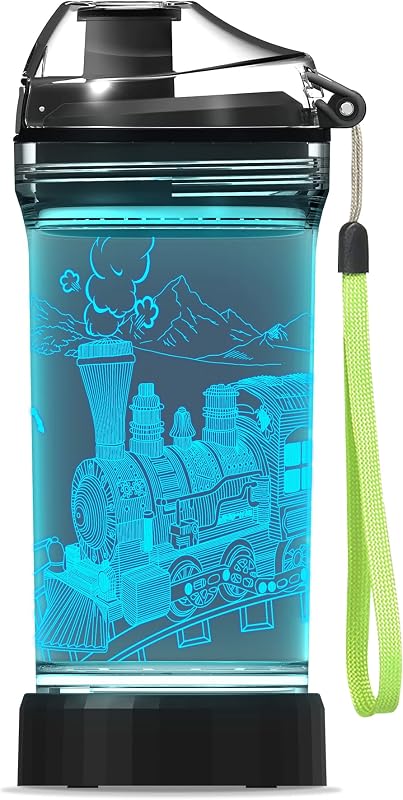 Botella agua tren niños luz led 14oz Tritan sin BPA