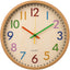 Reloj pared niños redondo sin tictac 12pulg grano bambú