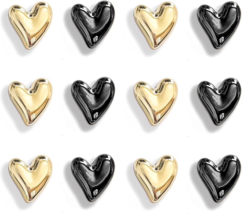 12 Pzas Imanes Dorado Corazón Decorativo para Nevera Hogar