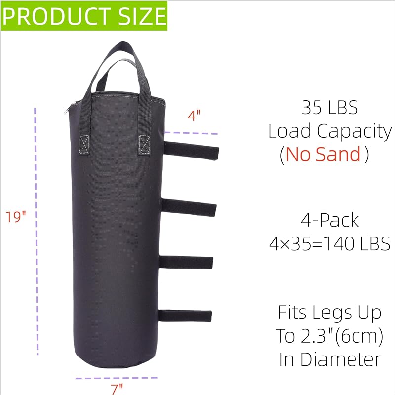 Bolsas arena con cremallera para patas toldo 120lb