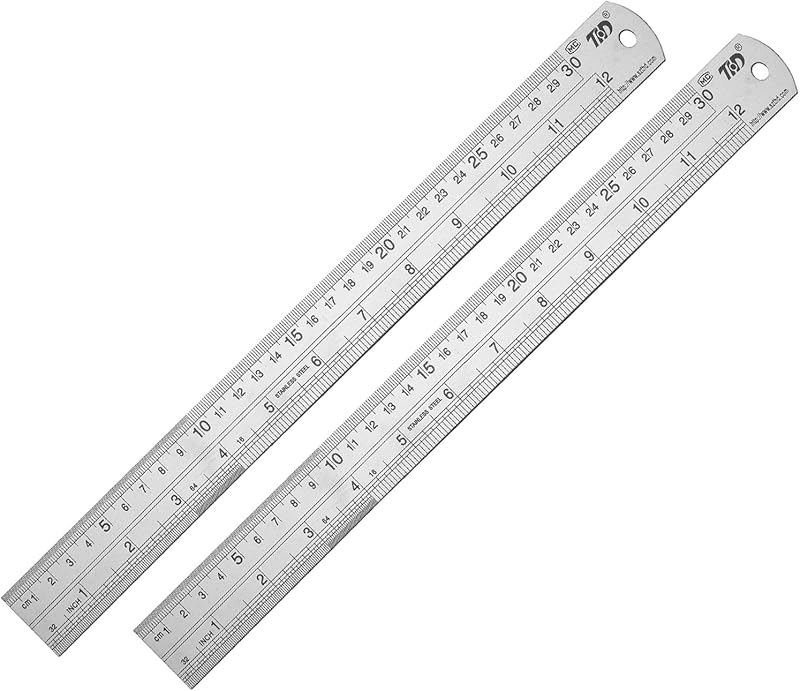 Set 2 Reglas Acero Inox 12pulg Borde Recto