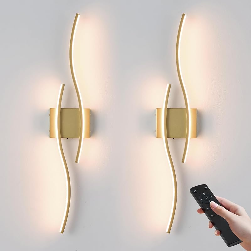 Aplique LED inalámbrico moderno dorado con control remoto