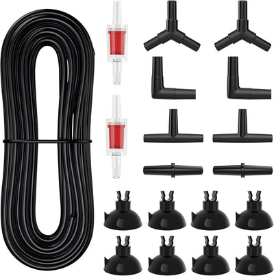 Juego accesorios bomba aire acuario 25ft ventosas válvulas