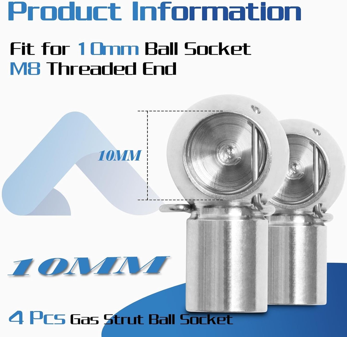 Conexiones bola acero inox M8 4 Pzas soporte elevación