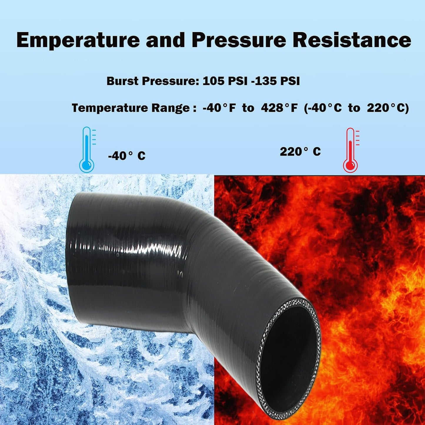 Tubo silicona automotriz reductor codo 45 grados 4.7pulg
