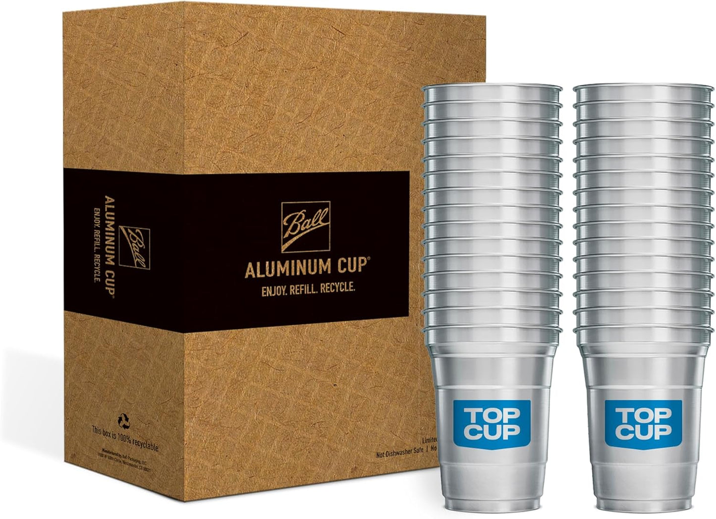 Tazas aluminio reutilizables 16oz 30uds para fiestas