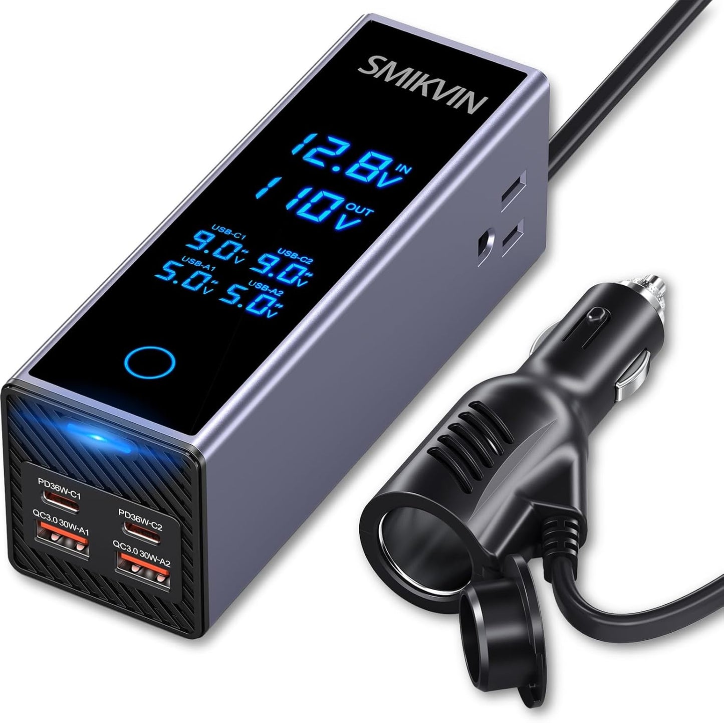 Inversor 300 W 12 V a 110 V CA con 2 salidas CA 4 USB