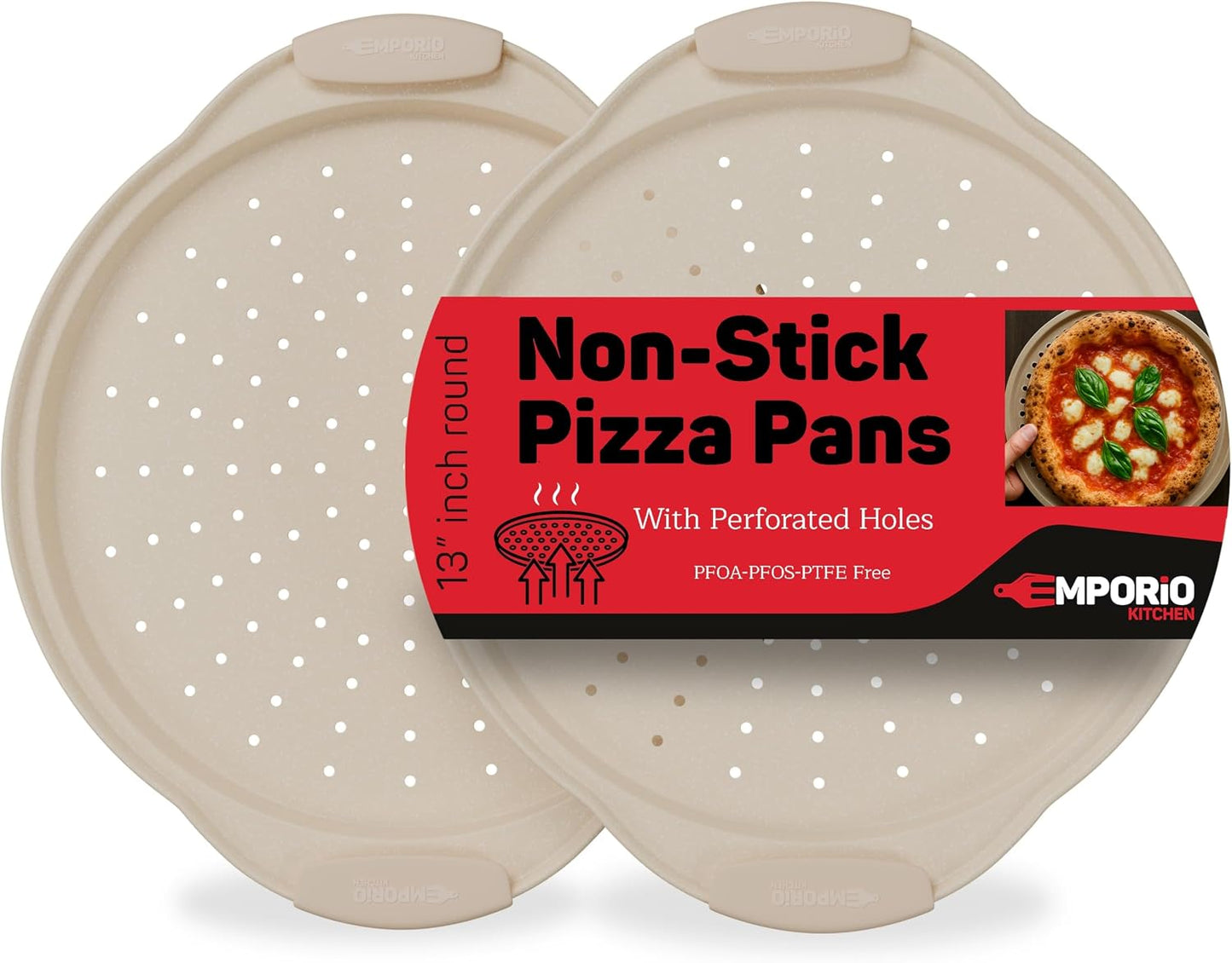 Bandeja pizza antiadherente 33cm acero carbono 2 pzas