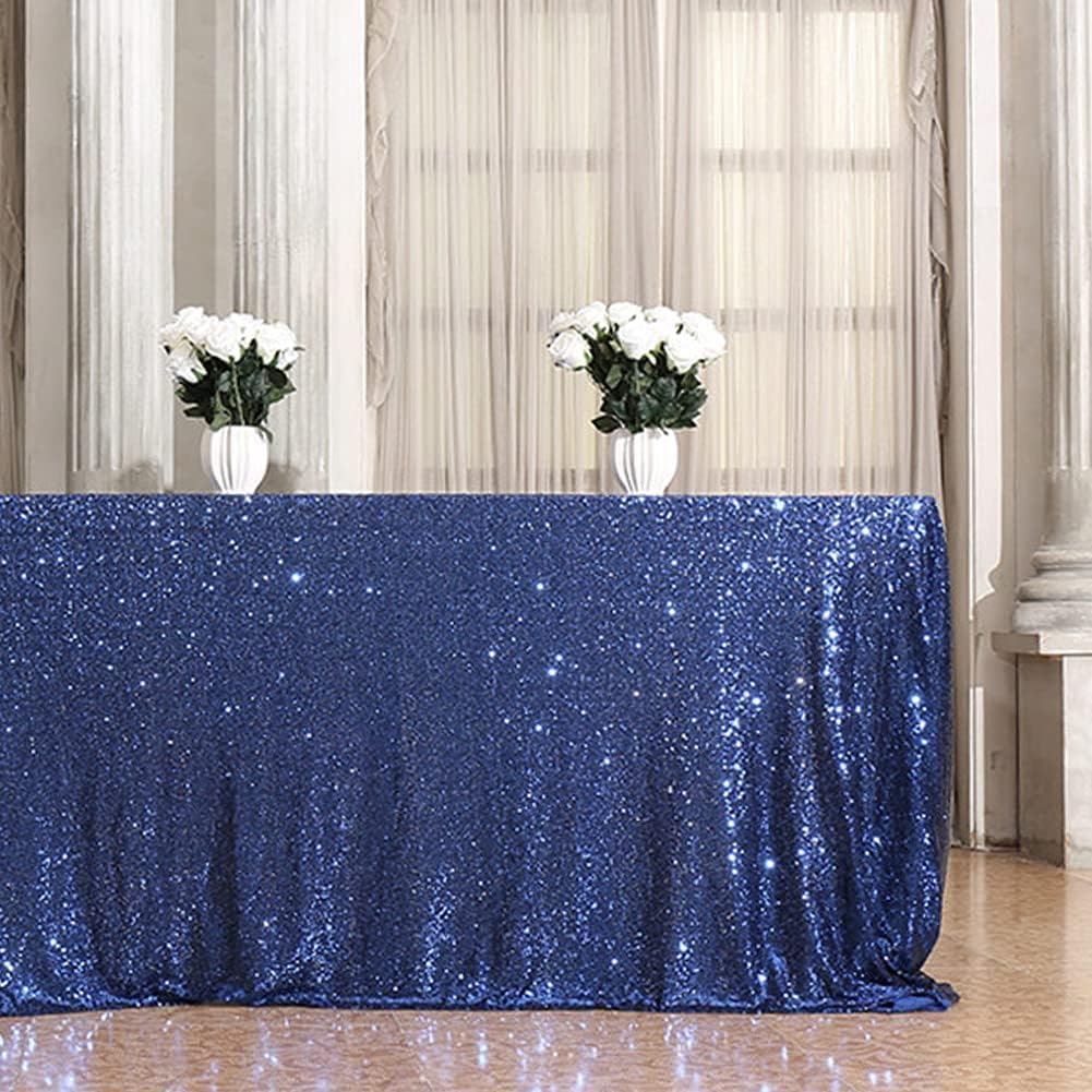 Mantel lentejuelas azul 90x156pulg para mesa pastel fiesta