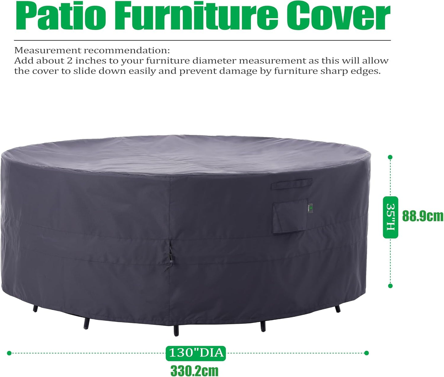 Fundas muebles patio resistentes UV impermeables 130x35 gris