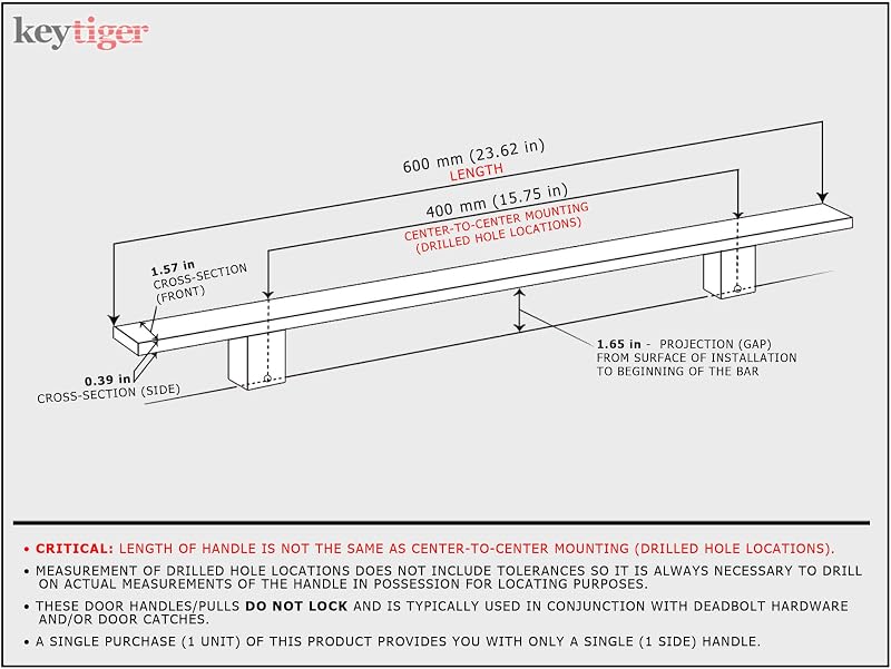 Manija puerta acero inox 24" satinado níquel