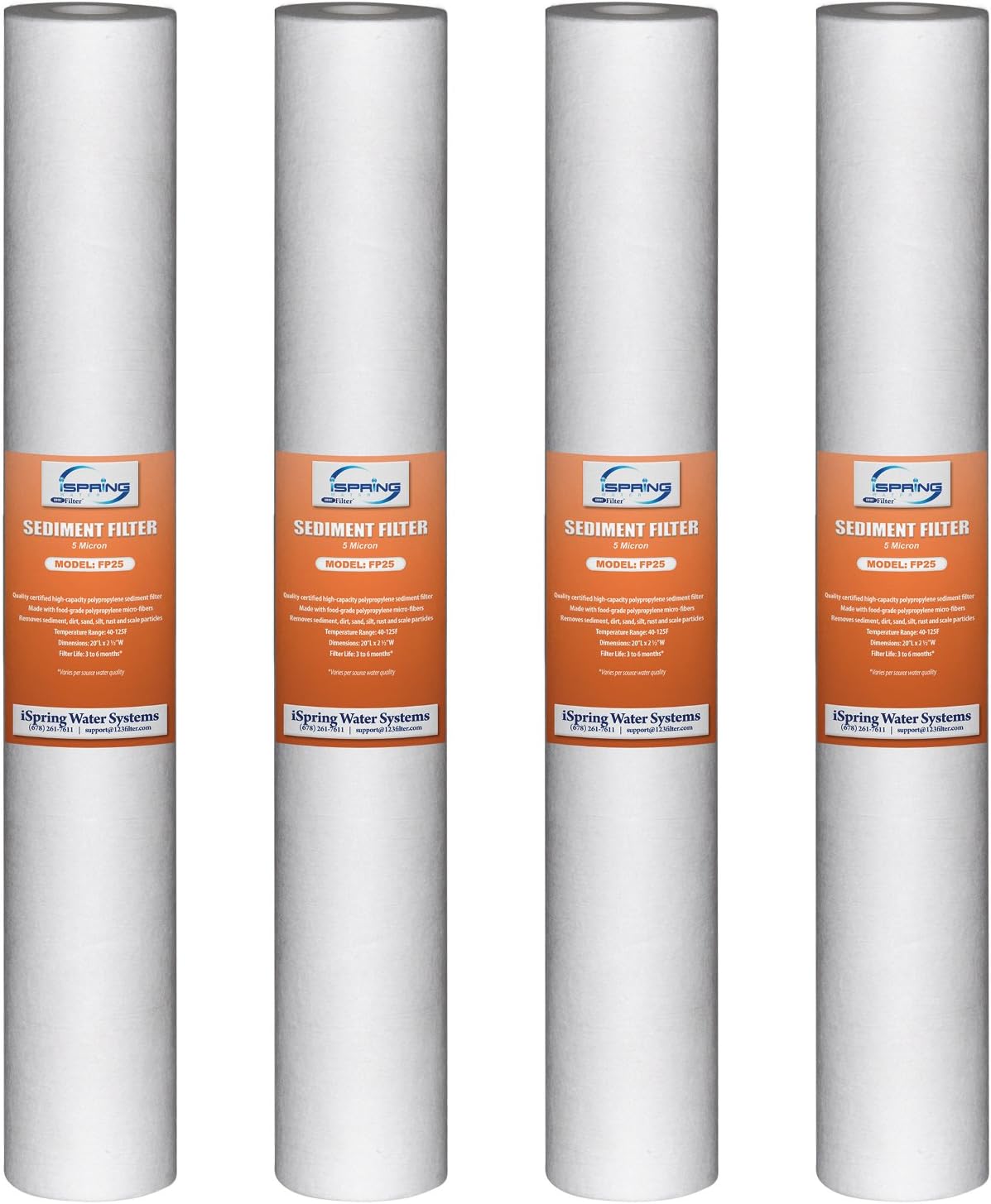 Cartuchos filtro agua 20x2.5pulg 5micrones 4pzas blanco